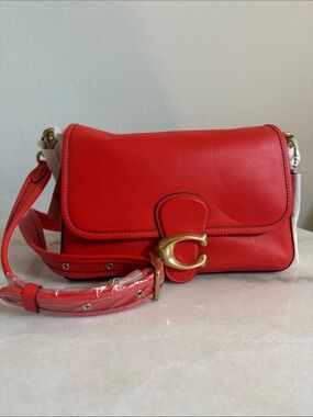 NWT Coach Smooth Leather Soft Tabby Shoulder Bag Colorblock Light Coral